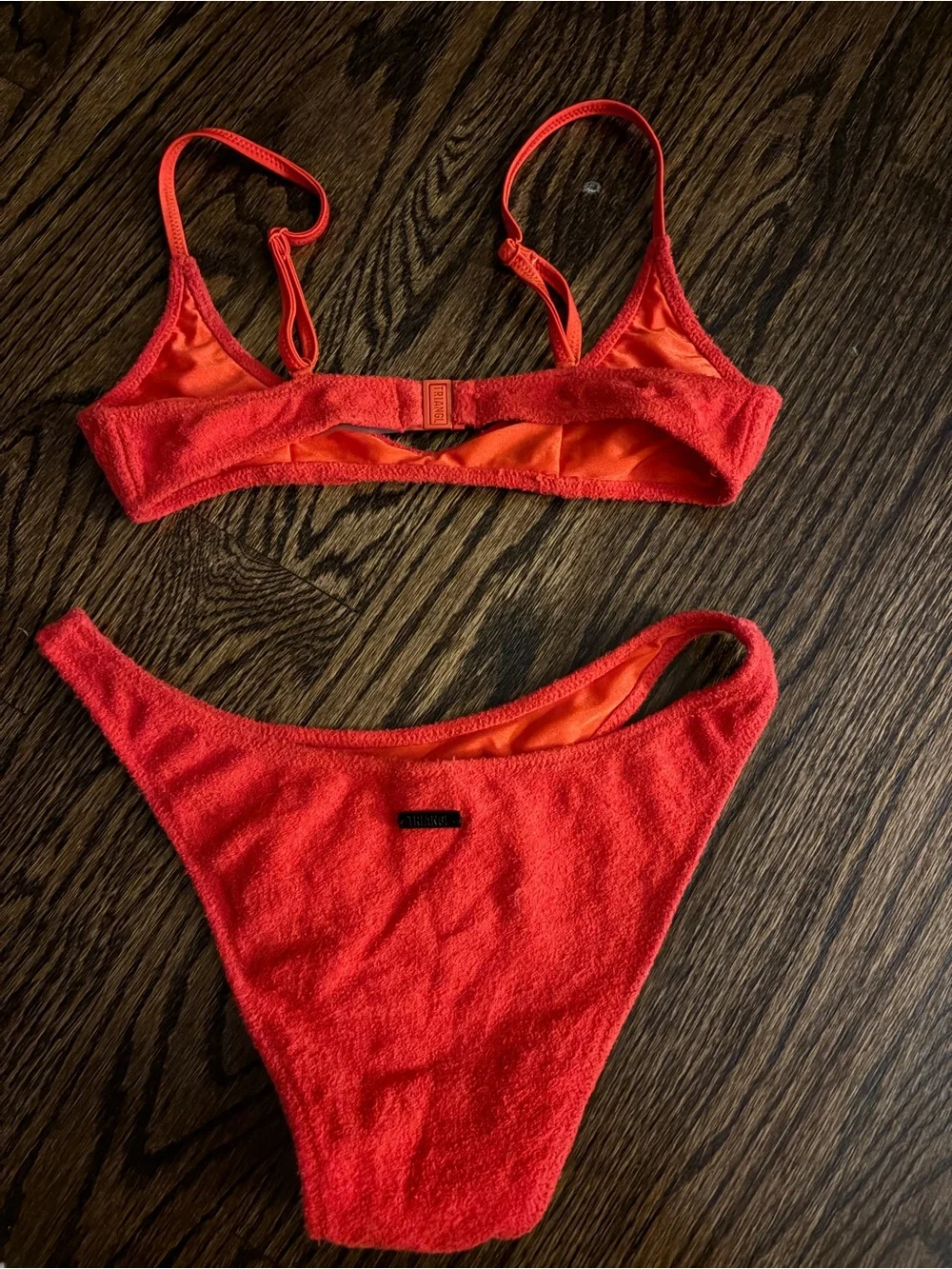 triangl swimwear Coral Red Textured Two-Piece Bikini